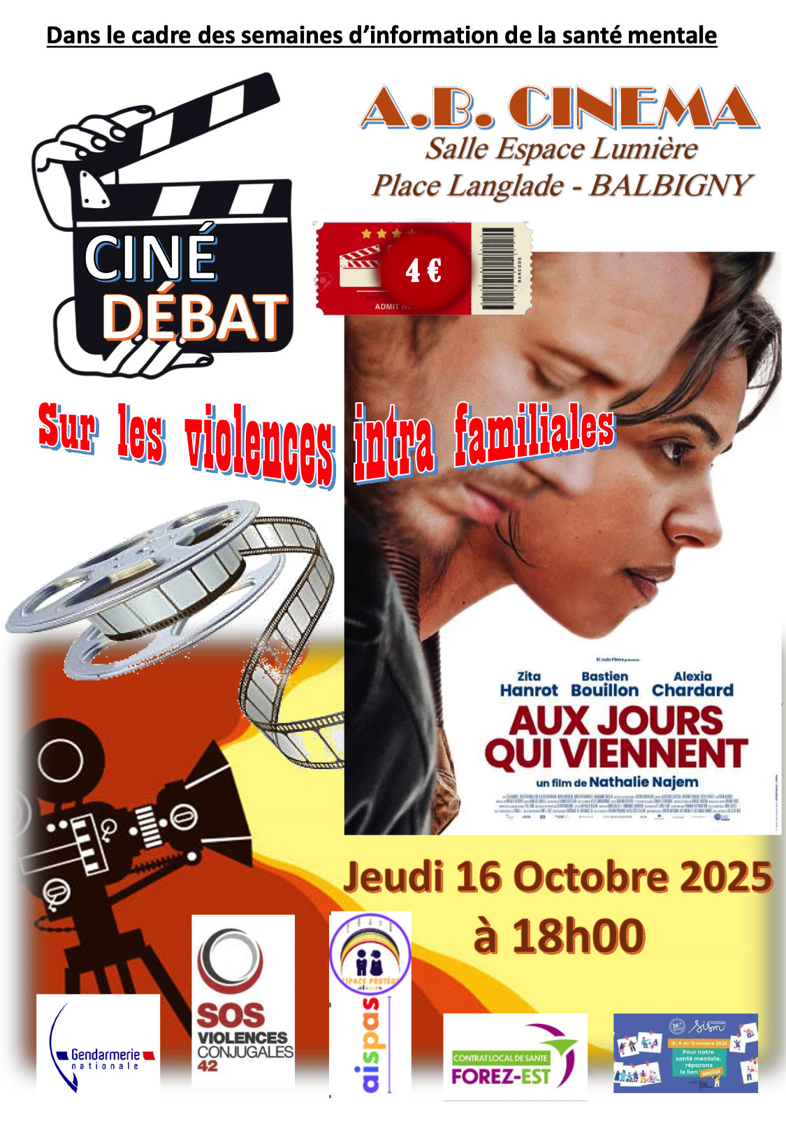 affiche débat ciné Aux jours qui viennent 2025