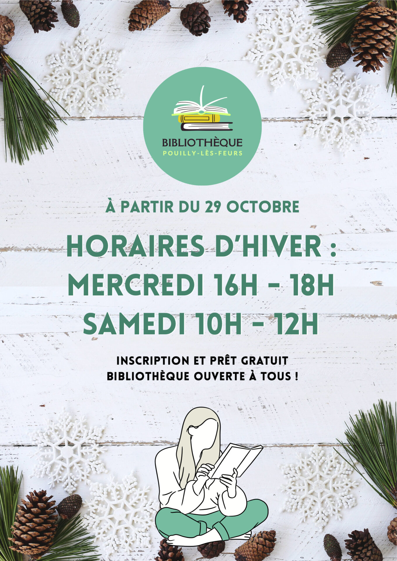 affiche horaires bibliothèque 