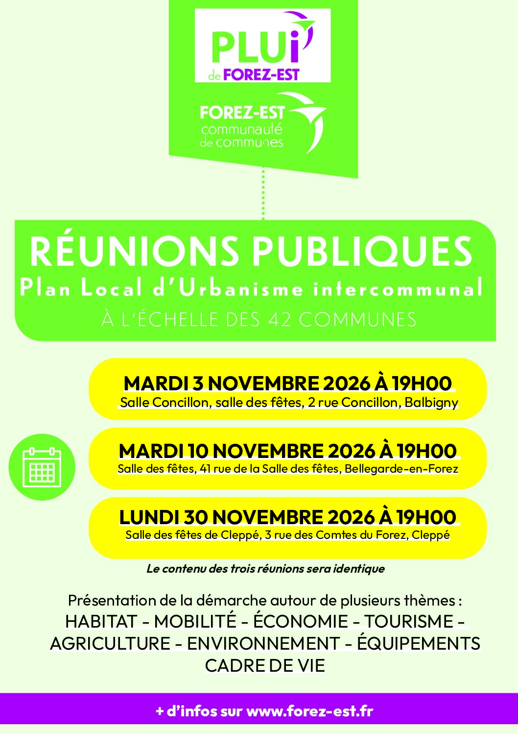PLUi Forez-Est : trois réunions publiques en novembre 2026